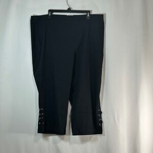 JM Collection Sz 3X Black Capri Comfort WaistTummy Control Pants Lace Up Detail